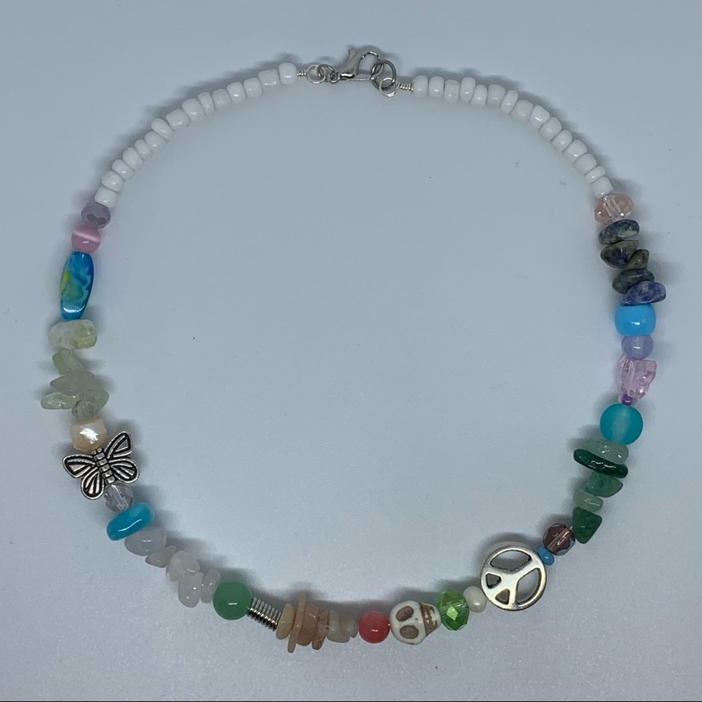 Kitschy Mixed Crystal and Bead Chunky Necklace